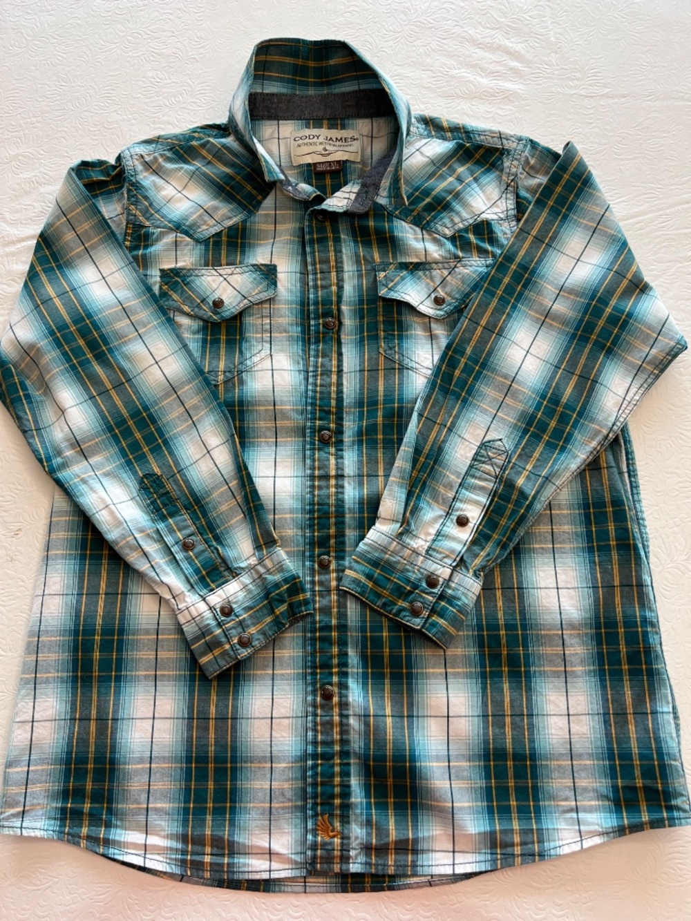 Cody James Boys Western Shirt Pearl Snap Plaid Long Sleeve Western Shirt XL